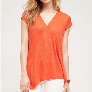 Anthropologie Meadow Rue Rust Orange Linen Tee